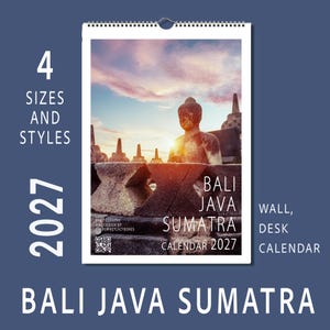 Calendario Bali Java Sumatra 2027/Libro fotografico da parete verticale orizzontale da scrivania/Tempio di Borobudur Prambanan/Indonesia Fine Art Photography