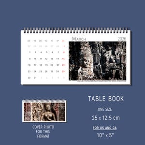 Angkor Wat 2026 Photo Calendar Temple Khmer Cambodia Table Book Wall Vertical Horizontal Monthly Organiser Fine Art Print Travel Decor