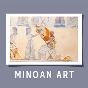 Camp Stool Minoan Fresco Poster Postcard Greece Knossos Palace Scene Ceremonial Banquet Bronze Age Crete Giclée Print Gift Rolled UNFRAMED