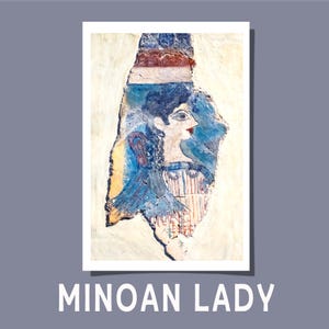 Minoan Lady Poster Postcard La Parisienne Fresco Greece Crete Knossos Ancient Painting Bronze Age Art Giclée Print Gift Rolled UNFRAMED