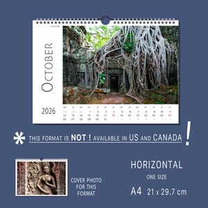 Angkor Wat 2026 Photo Calendar Temple Khmer Cambodia Table Book Wall Vertical Horizontal Monthly Organiser Fine Art Print Travel Decor