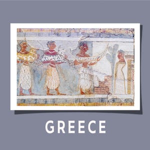 Greece Minoan Fresco Poster/Postcard Offering Scene Palace Phaistos Crete Knossos Ancient Civilisation Art Giclée Print Gift Rolled UNFRAMED