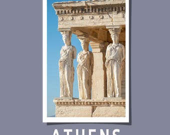 The Caryatids Poster/Postcard Erechtheion Temple Acropolis Athens Antique Goddess Greece Parthenon Art Giclée Print Gift Rolled UNFRAMED