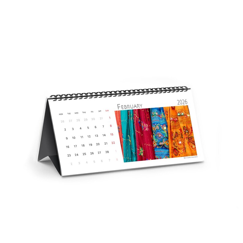 India 2026 Calendar Hindu Temples Gods City Streets Table Book Wall A4 A3 Vertical Horizontal Monthly Organiser Fine Art Print Travel Decor