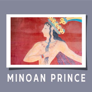 Minoan Prince Fresco Poster Postcard Greece Knossos Palace Ancient Painting Bronze Age Mural Crete Art Giclée Print Gift Rolled UNFRAMED