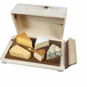 Käseglocke Käsebox aus Zirbenholz mit Käseauflage aus Zwetschge