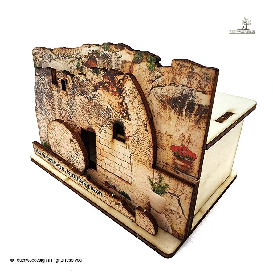 The Garden Tomb, Jerusalem - colored 3D non toxic wooden puzzle, Christian Bible Stories, laser art construction kits for adults & children