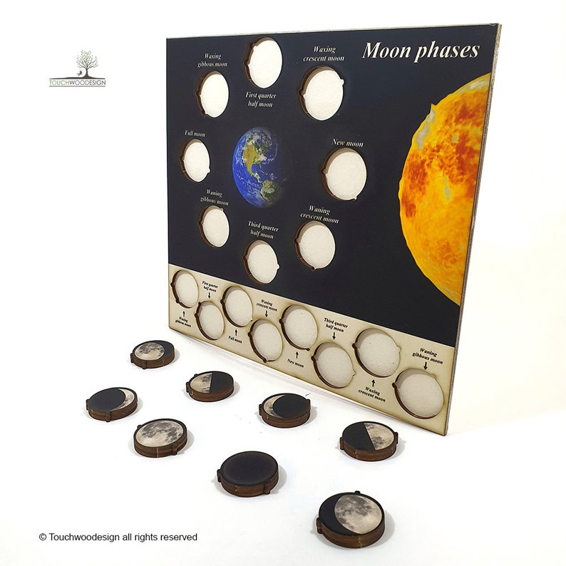 Moon Phases Wooden Puzzle: Montessori Educational Toy - Etsy