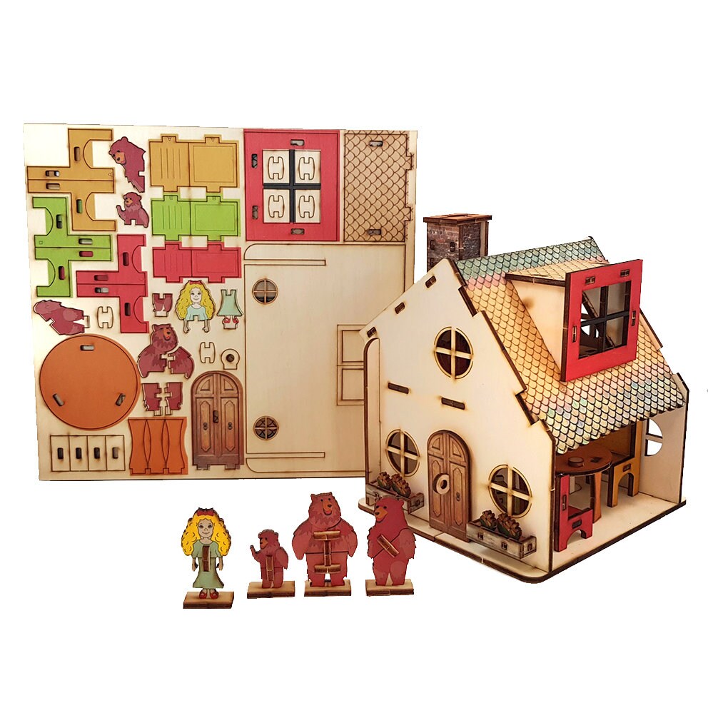Goldilocks and the Three Bears 3D Wooden Puzzle Kit - Etsy