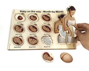 Baby on the way - Month by Month - educational wooden puzzles for children - laser art - non-toxic toys for kids - handmade