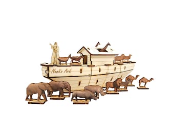 Noah&#39;s Ark small - 3D wooden puzzles laser art model construction kit - Biblical Stories - educational toys - children & adults puzzles