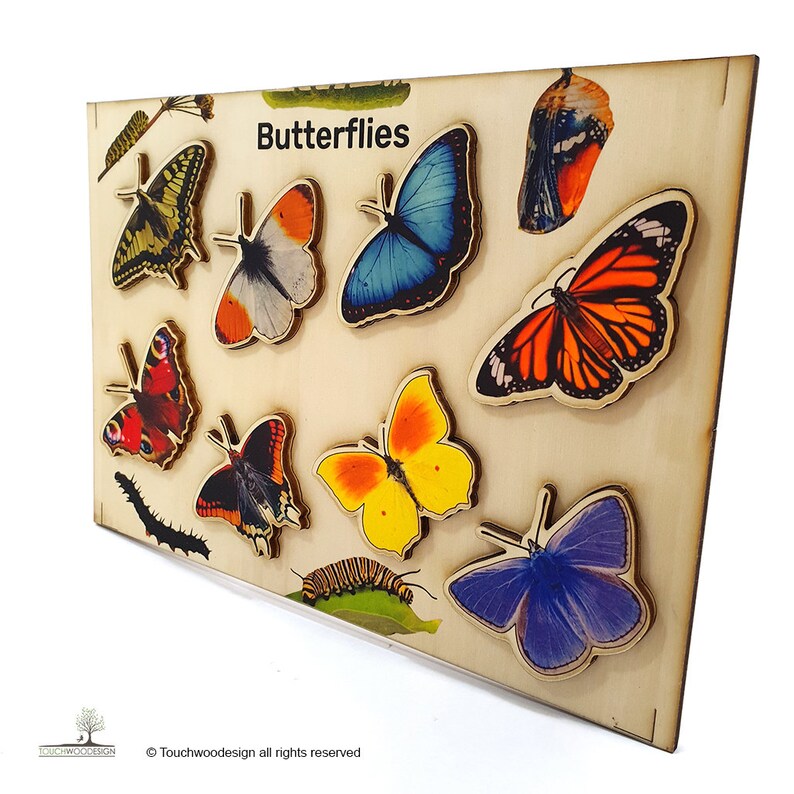 Butterflies Educational Montessori Wooden Puzzle Laser Art Etsy