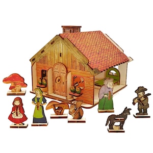Little Red Riding Hood fairy tale - 3D wooden puzzles - laser art model construction kit - arts & crafts - children's toys