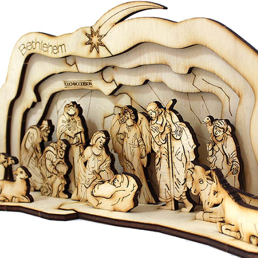 Nativity Scene DIY 3D Wooden Nativity Puzzles Laser Art Etsy
