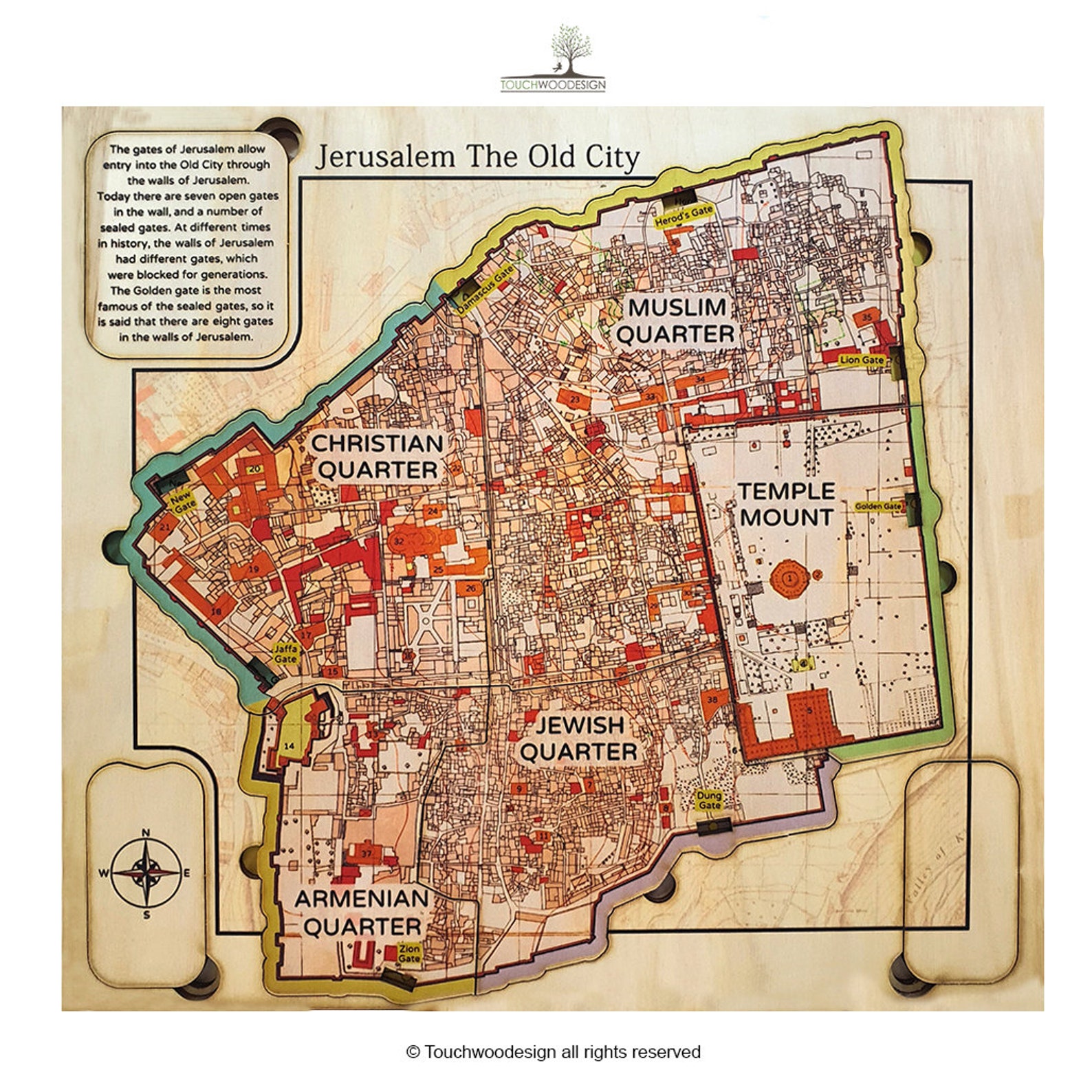 Map of Jerusalem the Old City Wooden Educational Puzzle - Etsy