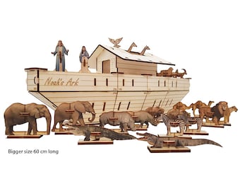 Noah&#39;s Ark large - 3D wooden puzzles laser art model construction kit - Biblical Stories - educational toys - children & adults puzzles