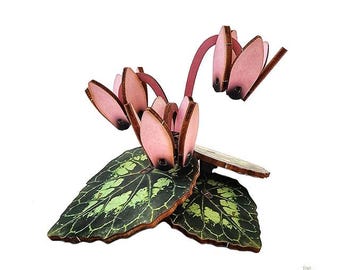 Houten model cyclaam - bloemdessin