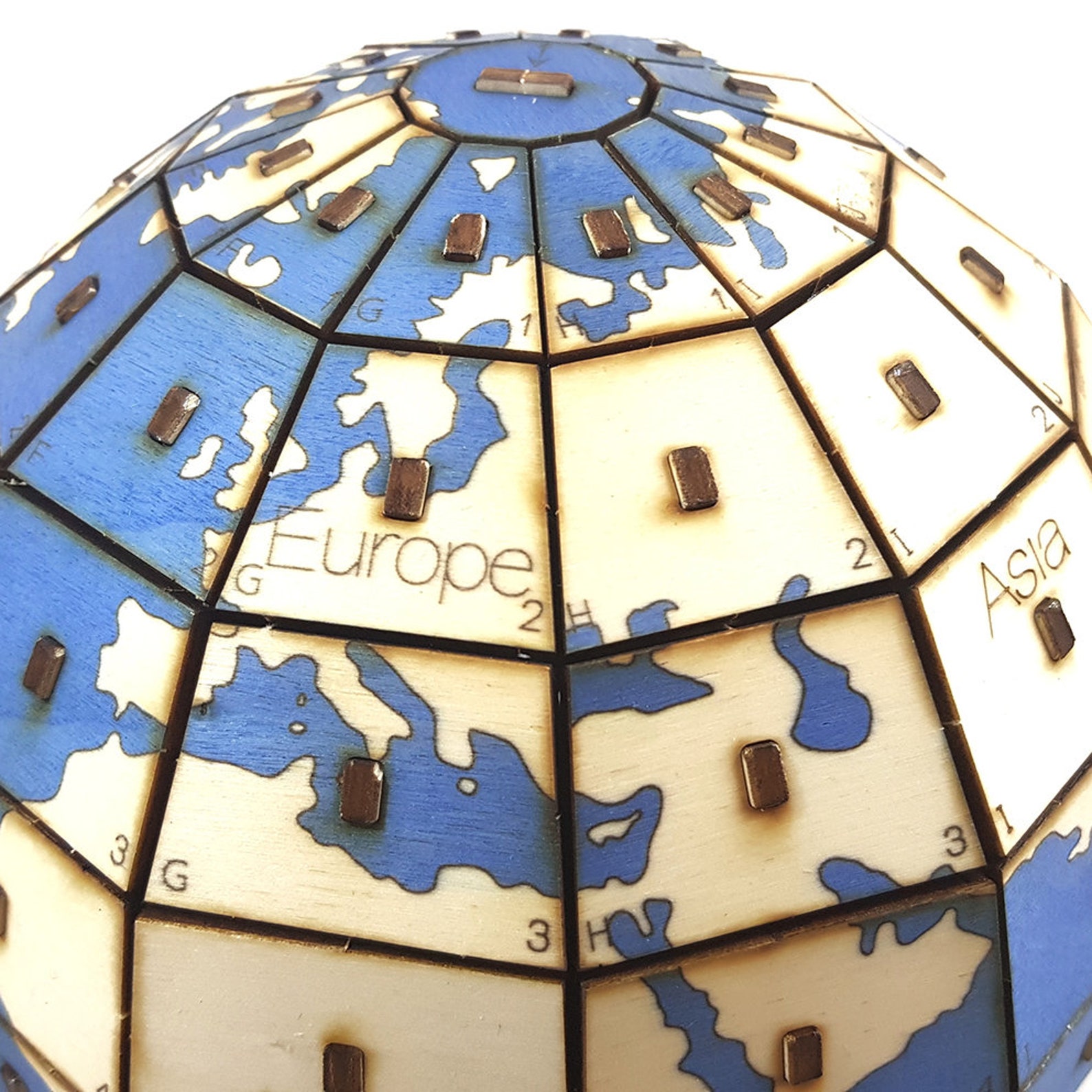Globe 3D Wooden Puzzle Laser Art Model Construction Kit Etsy
