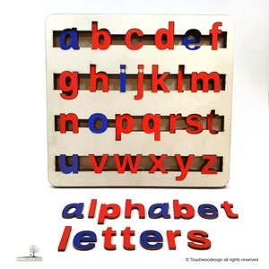 Montessori Movable Alphabet Wooden – lowercase - non-toxic educational toys for kids and toddlers - colored wooden puzzle - handmade