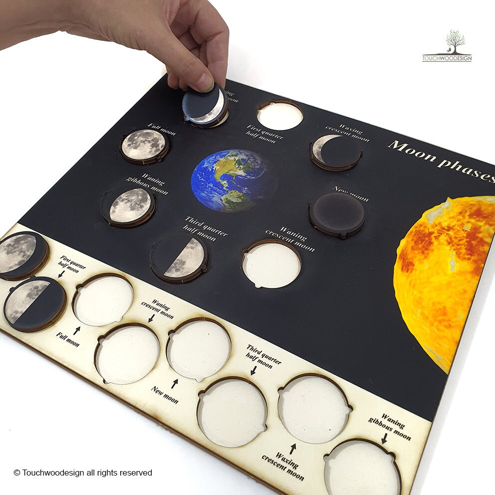 moon　選べる30本＋1本おまけつき Moon Phases Wooden Puzzle: Montessori Educational Toy - Etsy