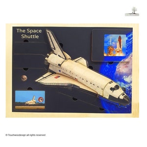 Space Shuttle Wooden Puzzle: Montessori Educational Toy