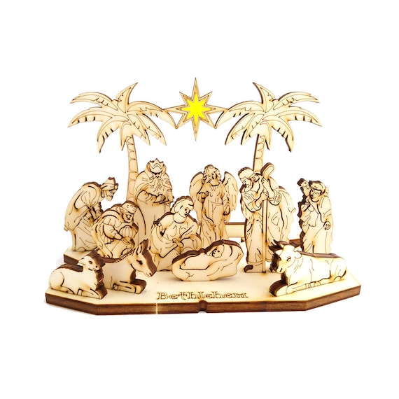 Nativity Star Diy 3d Wooden Nativity Puzzles Laser Art Model Etsy