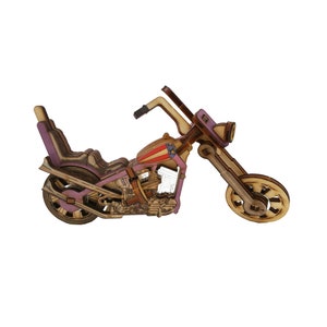 Harley Davidson motorcycle - 3D wooden puzzles - laser art model construction kit - colored - handmade - kids & adults toys