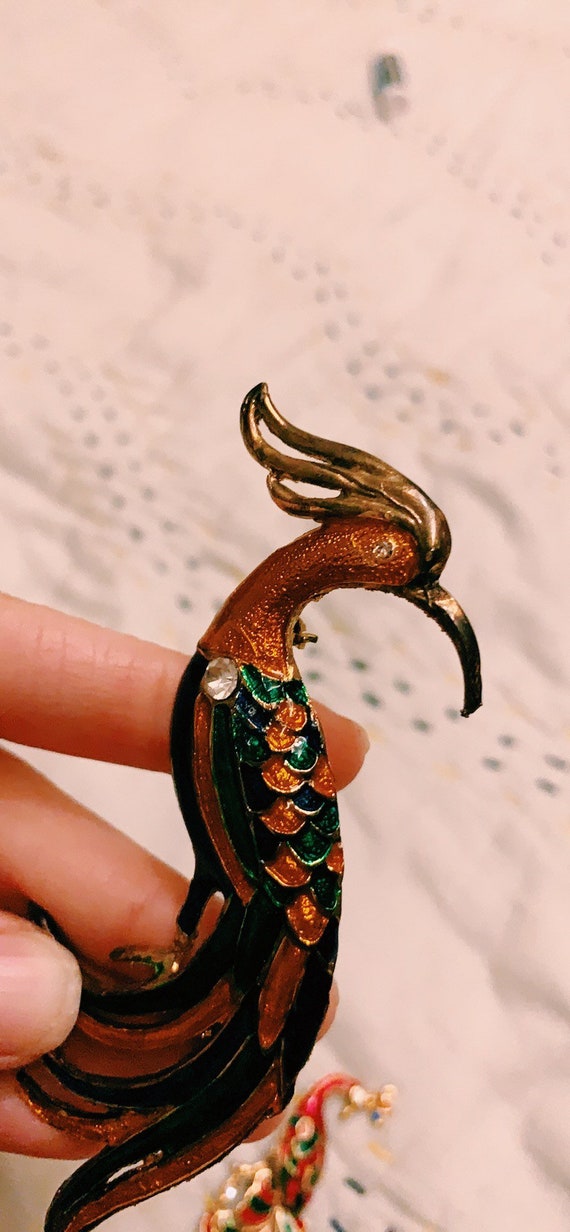 Vintage 90’s Colorful Bird Brooch - image 4