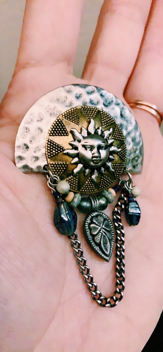 Vintage Boho Earthy Sun Pin - image 6