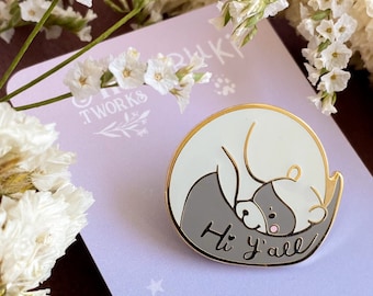 Ferret Enamel Pin, Gold Copper Metal, Gray Ferret, Kawaii Pin Badge