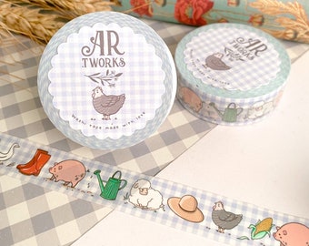 Farm Animals Washi Tape, Cute Washi Tape, Masking Tape, Bullet Journal