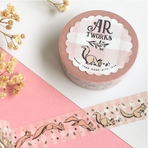 Springendes Eichhörnchen Kawaii Washi Tape, Eichhörnchen Washi Tape, Masking Tape, Bullet Journal, Animal Washi Tape