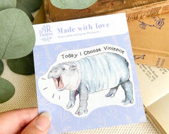 Moo Deng Angry Hippo Sticker | Cute Vinyl Animal Decal | Kawaii Hippo Design | Original Artwork