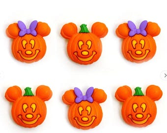 Mickey and Minnie Pumpkins Disney Halloween Buttons, Disney Buttons, Cabochons, Jesse James Buttons, Dress It Up Buttons