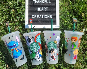Halloween Theme Reusable cup with cute straw toppers.