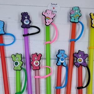 Osos lindos Cubiertas de paja, cuidadores favoritos de niños y adultos Toppers de paja, osos arco iris amigos de paja