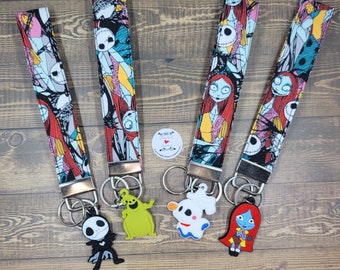 Nightmare Before Xmas and Starbucks Inspired wristlets keychains