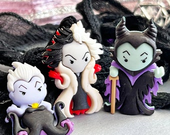 Disney Villains Novelty Button Collection, Ursula, Cruella de Vil, and Maleficent Buttons, Dress It Up Buttons
