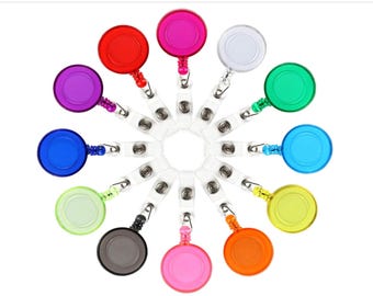 Blank Retractable Badge Reels, Solid Color ID Holder, Belt Clip Crafting Supplies