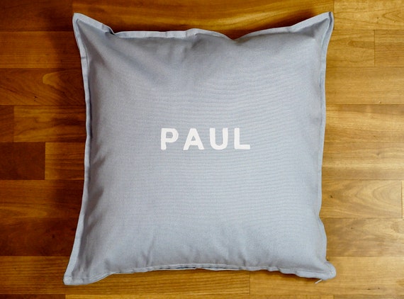 Kissen. kissenhülle. personalisiert. hellblau. 50x50. baumwolle. individuell. bedruckt. geschenk