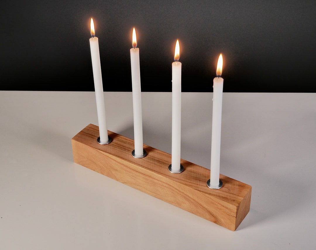 Kerzenständer. 4er. holz. kirsche. 30 cm. holzblock. geölt. geburtstag