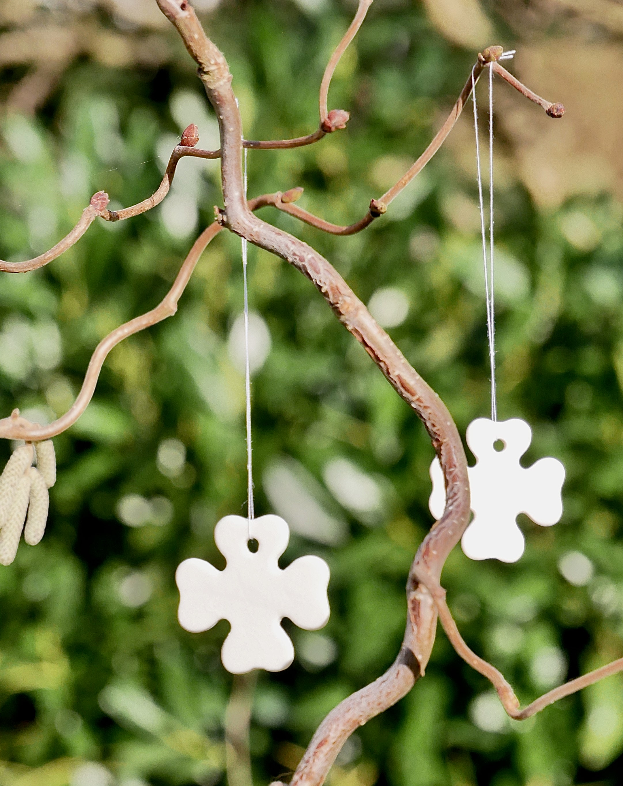 Pendentif Porte-bonheur Trèfle à 4 Feuilles PAUL - Porcelaine Verte, 3,5 Cm, Fabriqué En France