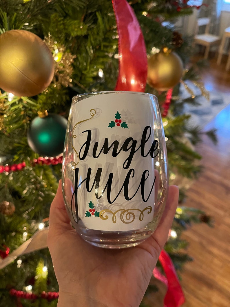 Jingle Juice Wine Glass Christmas Wine Glass Etsy