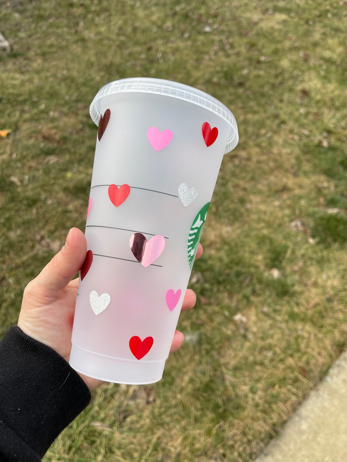 Hearts Starbucks Tumblerstarbucks Cupreusable Cold Etsy
