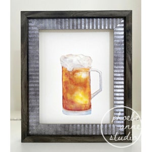 Bier Stein aquarel print, bier schilderij