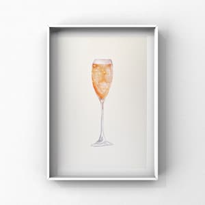 Champagne Watercolor Print, Champagne Glass Painting