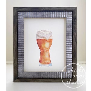 ビールのパイント水彩画プリント、水彩画