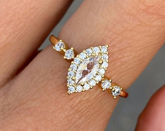 Verlovingsring Gouden ring Belofte ring Diamant ring Simulant ring Moissanite Solitaire ring Cadeau voor haar Stapelring