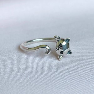 Cat ring Open ring Adjustable ring Silver ring Animal ring Animal jewelry Cat jewelry Animal lover Unique ring Animal gift Cats lovers