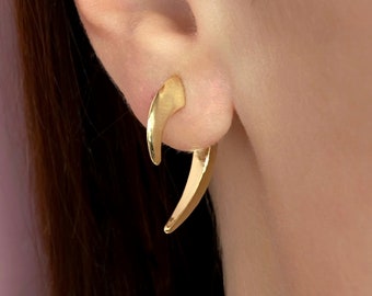 Fake Gauge Earrings Horn earrings Talon earrings Ear jacket earrings Double Spike earrings Fake Gauge Plugs Tusk earrings Gold silver